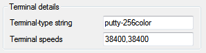 Correct terminal definition in PuTTY