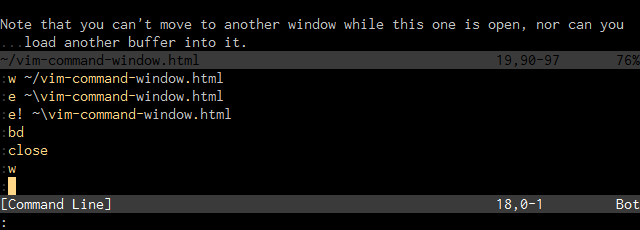 Vim command line window